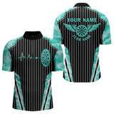 Maxcorners Turquoise Camo Dartboard Pulse Heartbeat Custom Men Dart Shirts, Funny Wings Cool Dart Team Jerseys