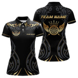 Maxcorners Black And Gold Dartboard Crown Wings Custom Darts Shirt For Men, Darts Team Jerseys Polo & 1/4 Zip LM2007