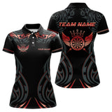 Maxcorners Black And Red Dartboard Crown Wings Custom Darts Shirt For Men, Darts Team Jerseys Polo & 1/4 Zip LM2007