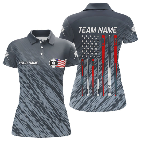Maxcorners Personalized Billiard US Flag 9 Ball Pool Shirt For Men, Billiard Team Jersey Polo & 1/4 Zip LM2007