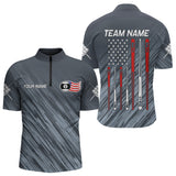 Maxcorners Personalized Billiard US Flag 9 Ball Pool Shirt For Men, Billiard Team Jersey Polo & 1/4 Zip LM2007