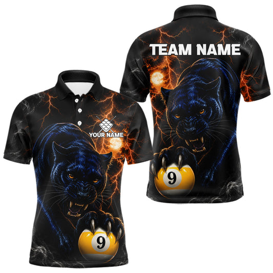 Maxcorners Personalized 9 Ball Pool Panther Lightning Billiard Shirts For Men, Billiard League Team Jersey