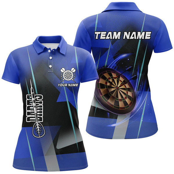 Maxcorners Personalized Darts Polo & Quarter-Zip 3D Printed Shirts Custom Blue Darts Team Jersey