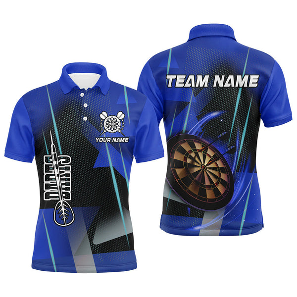 Maxcorners Personalized Darts Polo & Quarter-Zip 3D Printed Shirts Custom Blue Darts Team Jersey