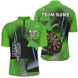 Maxcorners Personalized Darts Polo & Quarter-Zip 3D Printed Shirts Custom Green Darts Team Jersey