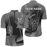 Maxcorners Personalized Darts Polo & Quarter-Zip 3D Printed Shirts Custom Grey Darts Team Jersey