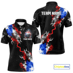 Maxcorners Personalize Puerto Rico Flag Smoke Billiard Shirt For Men Custom Patriotic 8 Ball Pool Team Jersey LM1610