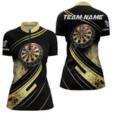 Maxcorners Personalized Gradient Gold And Black Darts Polo, Quarter Zip Custom Dart Shirts For Men & Women Dart Jersey