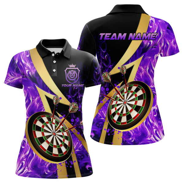 Maxcorners Personalized Purple And Gold Smoke Swirling Men Dart Shirts, Dart Team Shirts Custom Dart Jerseys
