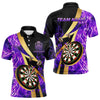 Maxcorners Personalized Purple And Gold Smoke Swirling Men Dart Shirts, Dart Team Shirts Custom Dart Jerseys