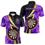 Maxcorners Personalized Purple And Gold Smoke Swirling Men Dart Shirts, Dart Team Shirts Custom Dart Jerseys