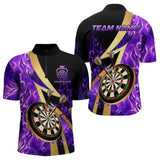 Maxcorners Personalized Purple And Gold Smoke Swirling Men Dart Shirts, Dart Team Shirts Custom Dart Jerseys