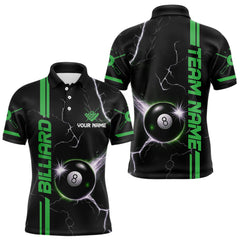 Maxcorners Personalized Green 8 Ball Thunder Lightning Billiard Shirt For Men Custom Pool Team League Jersey TU2107