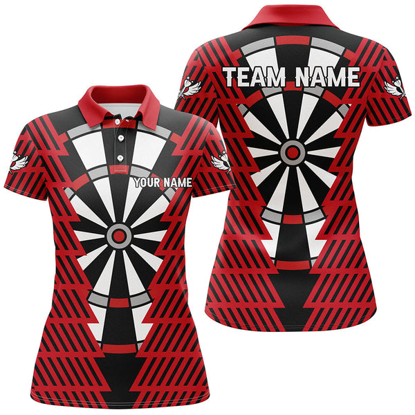 Maxcorners Striking Black And Red Dartboard Pattern Custom Dart Shirts For Men Best Darts Team Jerseys