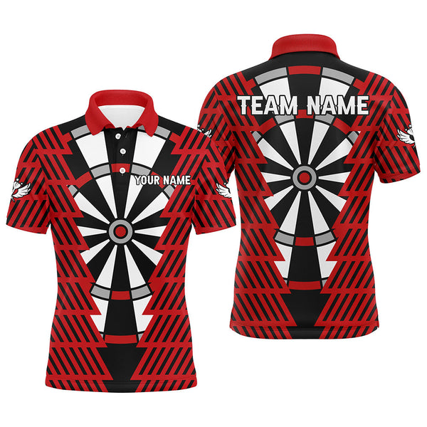 Maxcorners Striking Black And Red Dartboard Pattern Custom Dart Shirts For Men Best Darts Team Jerseys