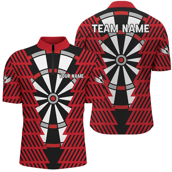 Maxcorners Striking Black And Red Dartboard Pattern Custom Dart Shirts For Men Best Darts Team Jerseys