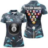 Maxcorners Abstract Blue Camo Billiard Balls Pool Shirts Custom Billiard Jerseys, Billiard Team Shirts