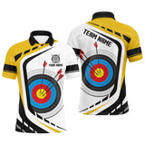 Maxcorners Personalized Archery Target 3D Men Polo & Quarter-Zip Shirts Custom Yellow White Archery Jerseys