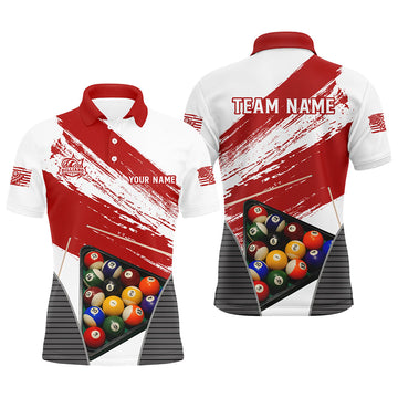 Maxcorners Grunge Style Red Billiard Personalized Name Unisex Shirt