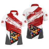 Maxcorners Grunge Style Red Billiard Personalized Name Unisex Shirt