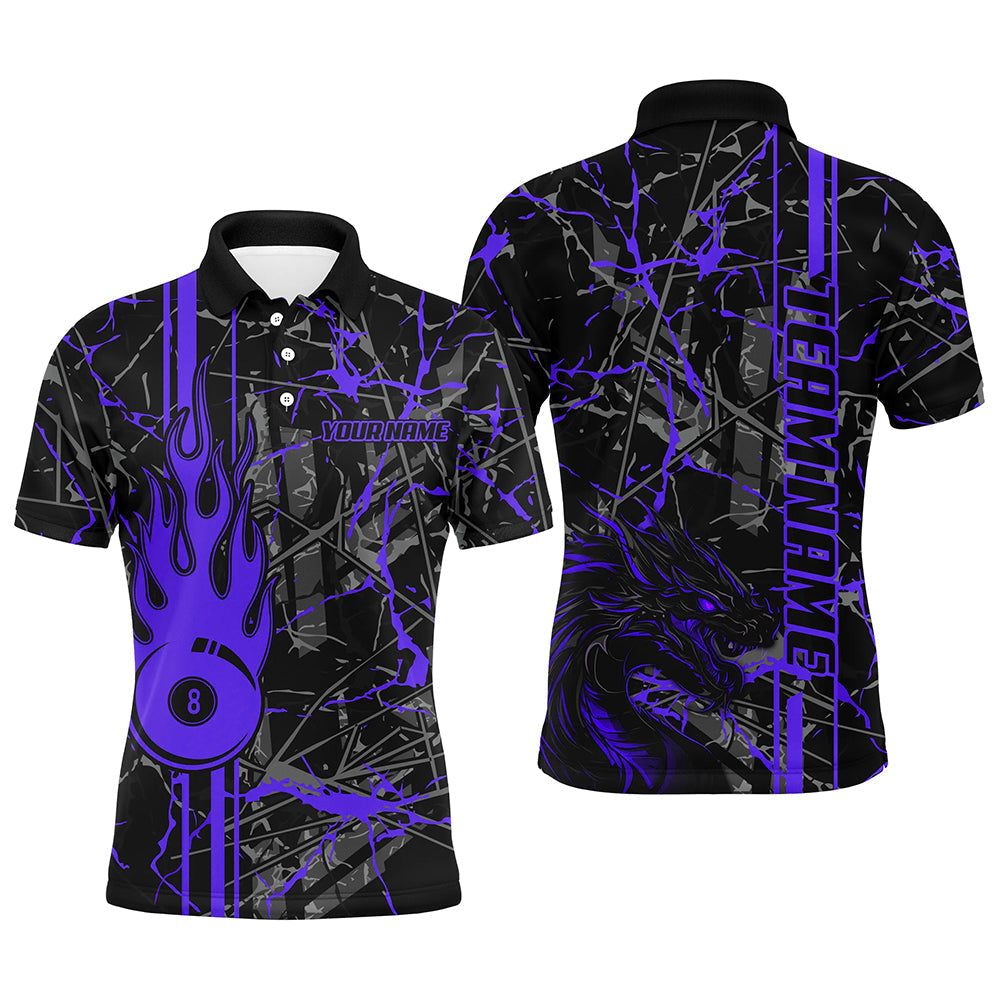 Maxcorners Purrple Grunge Billiard Jerseys Custom Fire Flame 8 Ball Dragon Team League Billiard Shirts