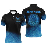 Maxcorners Personalized Sea Blue Gradient Darts Polo & Quarter Zip Custom Dart Shirts For Men Dart Jerseys