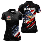 Maxcorners Personalized American Flag Black Grunge Billiard Shirt For Men, Patriotic 8 Ball Pool Team Jersey LM2707