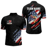 Maxcorners Personalized American Flag Black Grunge Billiard Shirt For Men, Patriotic 8 Ball Pool Team Jersey LM2707
