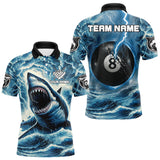 Maxcorners Blue 8 Ball Pool Billiard Shark Polo & Quarter Zip For Men Custom Thunder Storm Billiard Jersey MT2808