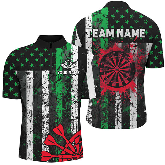 Maxcorners Green And Red Grunge Us Flag Darts Jersey Multicolor Option Customized Name, Team Name 3D Shirt