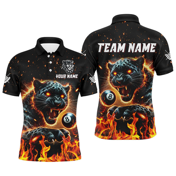 Maxcorners Personalized Panther Fire Flame 8 Ball Billiard Shirts Custom Billiard League Team Jerseys