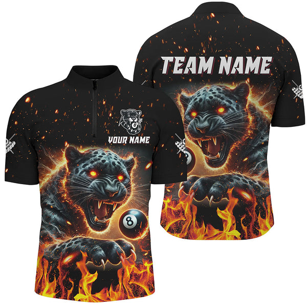 Maxcorners Personalized Panther Fire Flame 8 Ball Billiard Shirts Custom Billiard League Team Jerseys