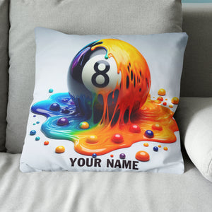 Custom Colorful Melting 8 Ball Pool Throw Pillows, Best Billiard Pillow Decor