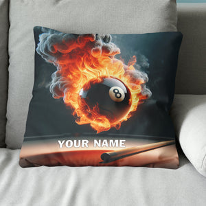 Personalized Flaming 8 Ball Pool Pillow Custom Billiard Pillows Gifts