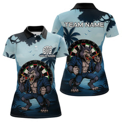 Maxcorners Funny Wolf Jungle Dart Shirts For Men Custom Dart Team Jerseys Polo & 1/4 Zip, Best Darts Gifts LM1625