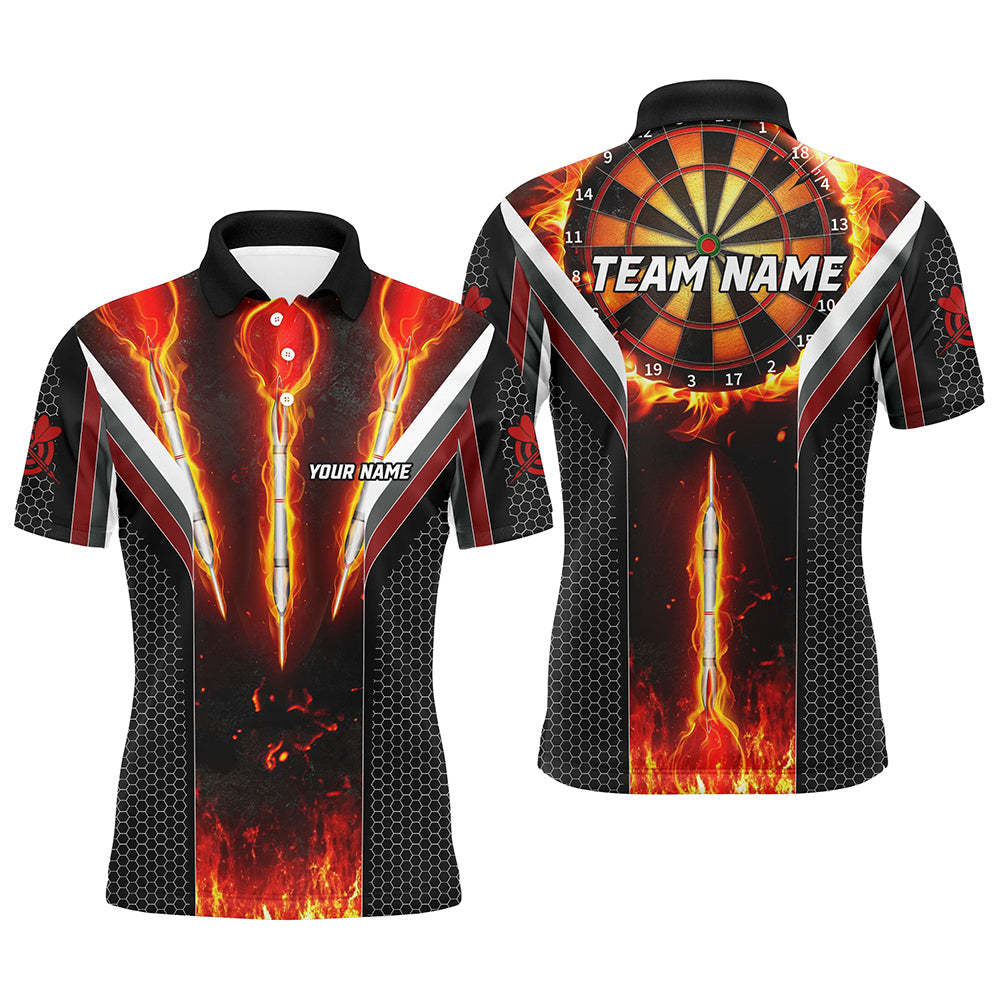 Personalized Burning Fire Darts Board Claws Men Dart Polo Shirts