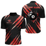 Maxcorners Black And Red Scratch Billiard Shirts For Men Custom 8 Ball Crown Pool Team Jersey Polo & 1/4 Zip LM1625
