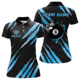 Maxcorners Black And Blue Scratch Billiard Shirts For Men Custom 8 Ball Crown Pool Team Jersey Polo & 1/4 Zip LM1625