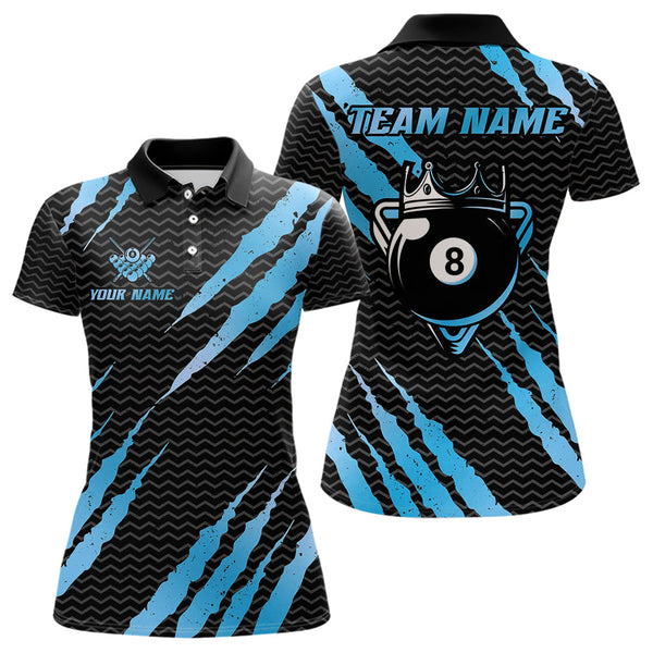 Maxcorners Black And Blue Scratch Billiard Shirts For Men Custom 8 Ball Crown Pool Team Jersey Polo & 1/4 Zip LM1625