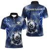 Maxcorners Personalized Blue Thunder Lightning 8 Ball Billiard Shirt For Men Custom Pool Team Jerseys LM2707