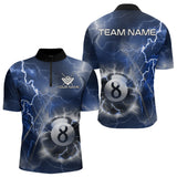 Maxcorners Personalized Blue Thunder Lightning 8 Ball Billiard Shirt For Men Custom Pool Team Jerseys LM2707