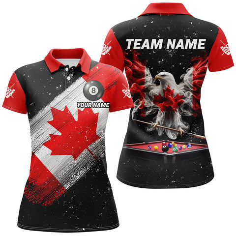 Maxcorners Black Grunge Eagle Canada Flag Smoke Custom Billiard Shirts Patriotic Canadian Billiard Jersey