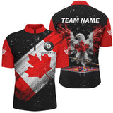 Maxcorners Black Grunge Eagle Canada Flag Smoke Custom Billiard Shirts Patriotic Canadian Billiard Jersey