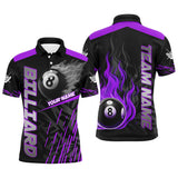 Maxcorners Purple 8 Ball Pool Flame 3D Billiard Shirts For Men Billiard League Jersey Custom Pool Team Shirts