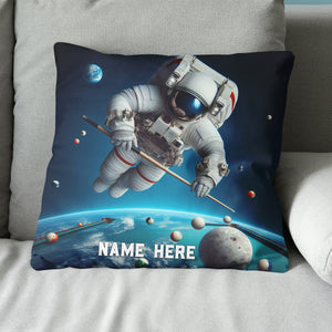 Funny Astronaut Playing Billiard Pillow Custom Funniest Pillow Pool Gift