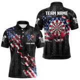 Maxcorners Blue 3D Shark Custom Ocean Camo Darts Shirts For Men Custom Polo & Quarter Zip Dart Jerseys