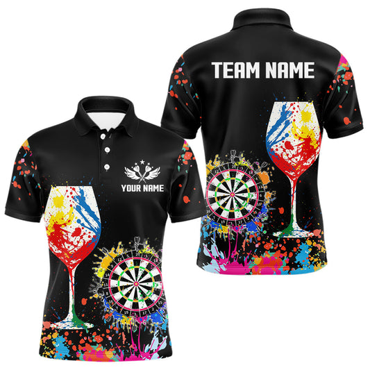 Maxcorners Personalized Colorful Splash Dart Shirts For Men, Funny Wine Glass Custom Darts Jersey Outfit LM1625