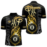 Maxcorners Black And Gold Tribal Flame 8 Ball Pool Billiards Shirts For Men Custom Pool Team Jerseys LM1625