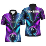 Maxcorners Custom Blue Purple Fire 3D Dragon 8 Ball Pool Billiard Shirts, Team League Billiard Jerseys