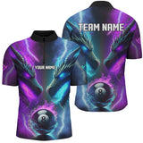 Maxcorners Custom Blue Purple Fire 3D Dragon 8 Ball Pool Billiard Shirts, Team League Billiard Jerseys